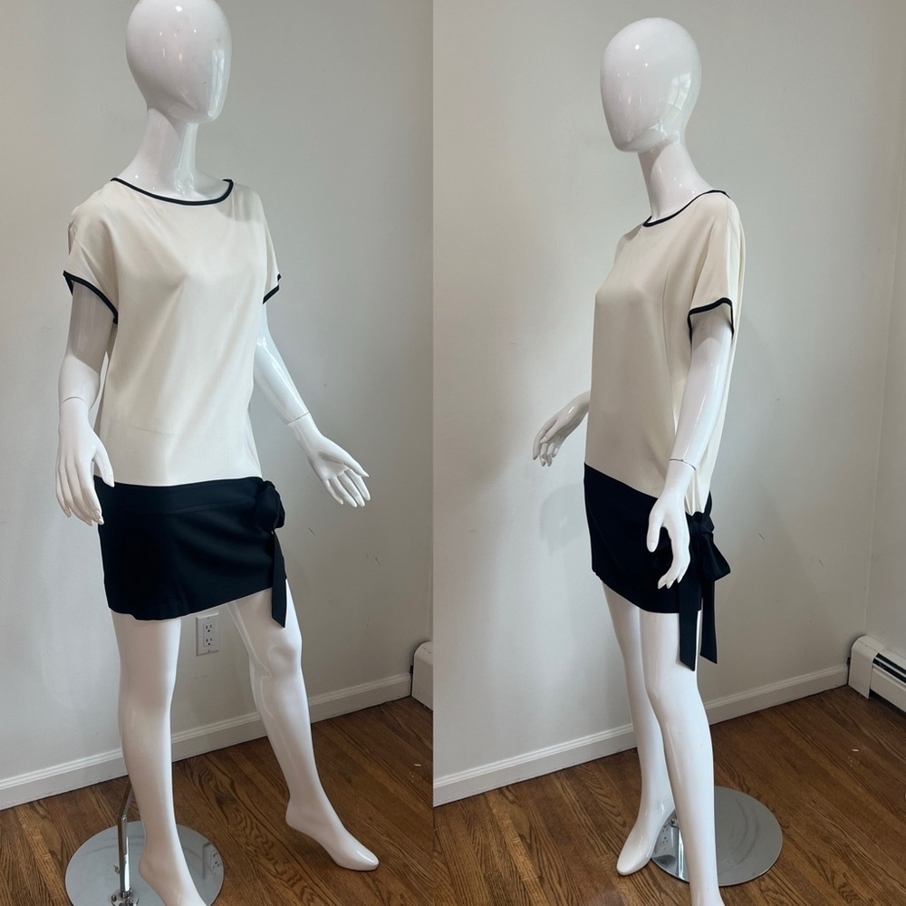 Msgm Drop Waist Bow Detail Color Block Dress - image 2